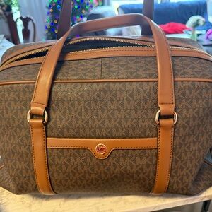 Michael Kors Black and Brown Duffel Bag
